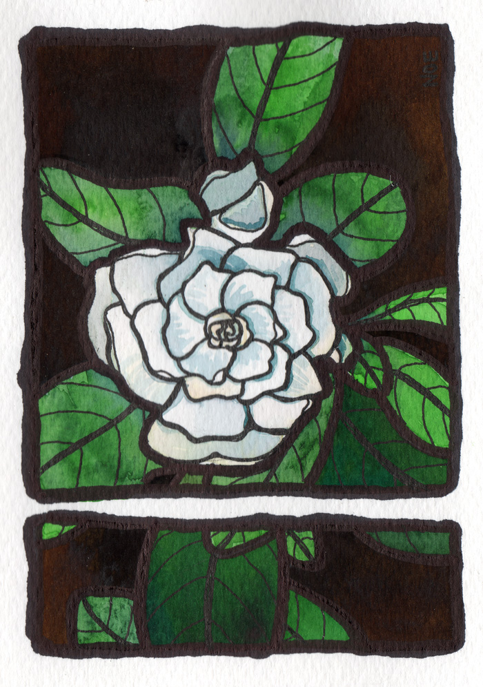 Arts and Crafts Watercolor Card - Gardenia