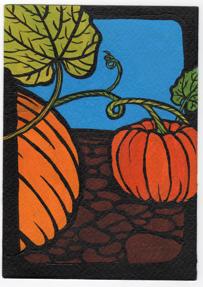 Arts and Crafts Watercolor Card - Pumpkin